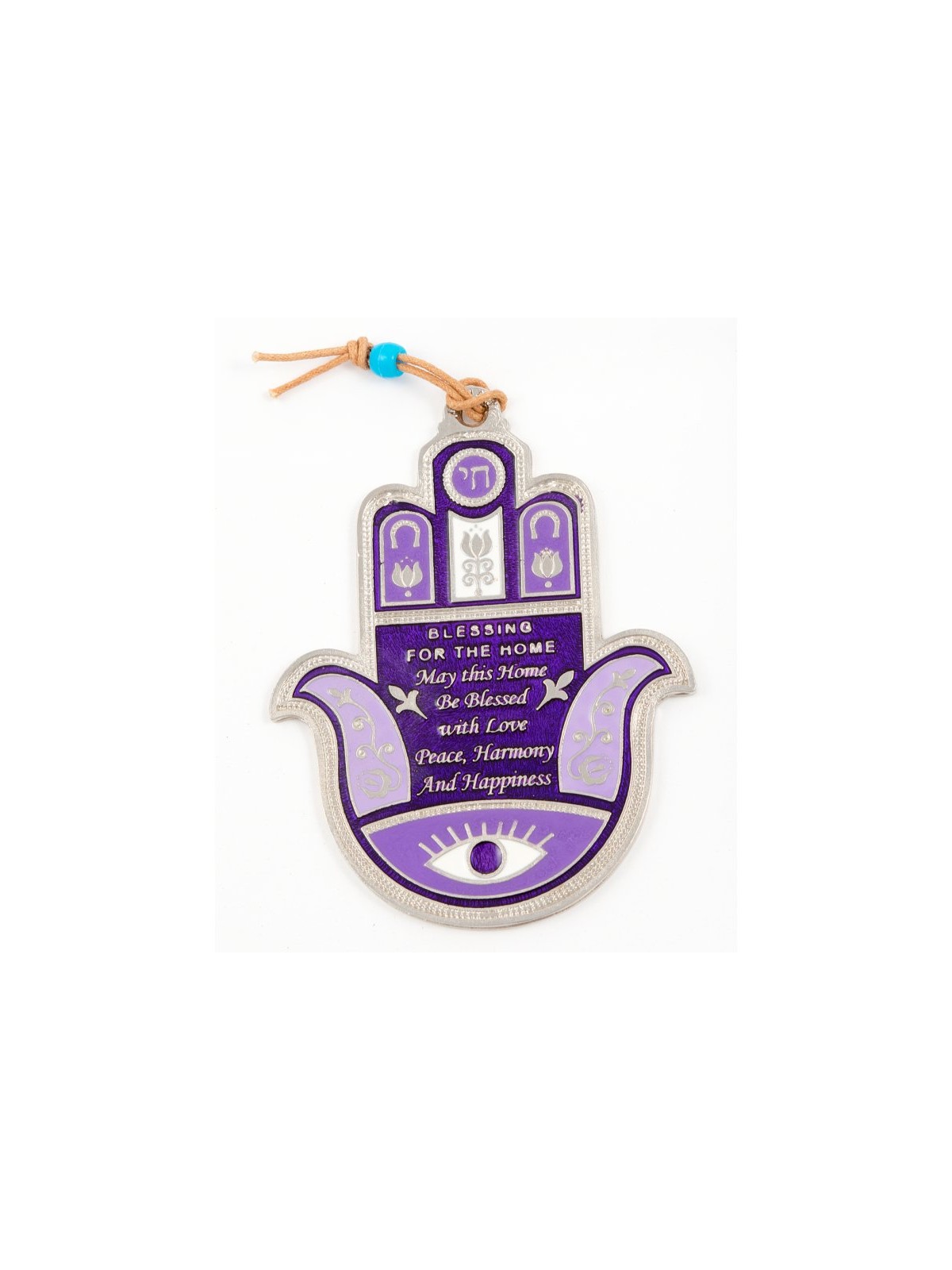 Hamsa Wall Decoration with Good Luck Symbols and Engl... | Metal Hamsa