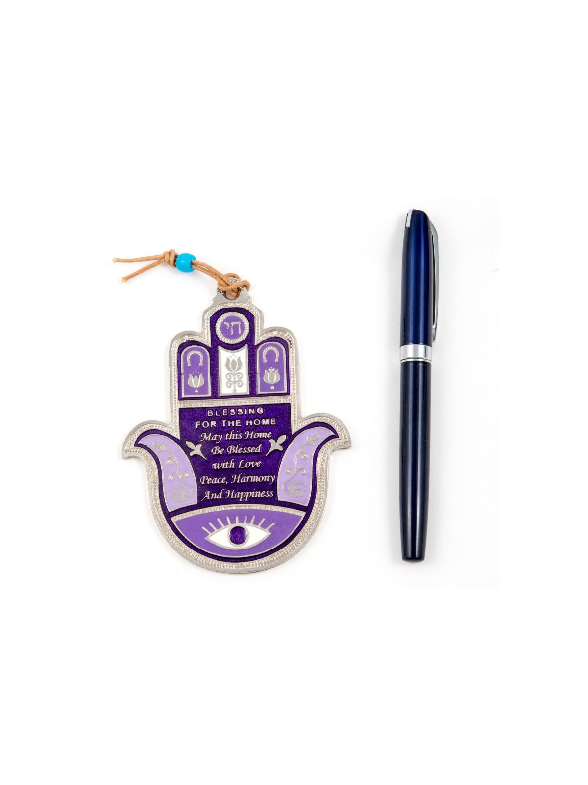 Hamsa Wall Decoration with Good Luck Symbols and Engl... | Metal Hamsa