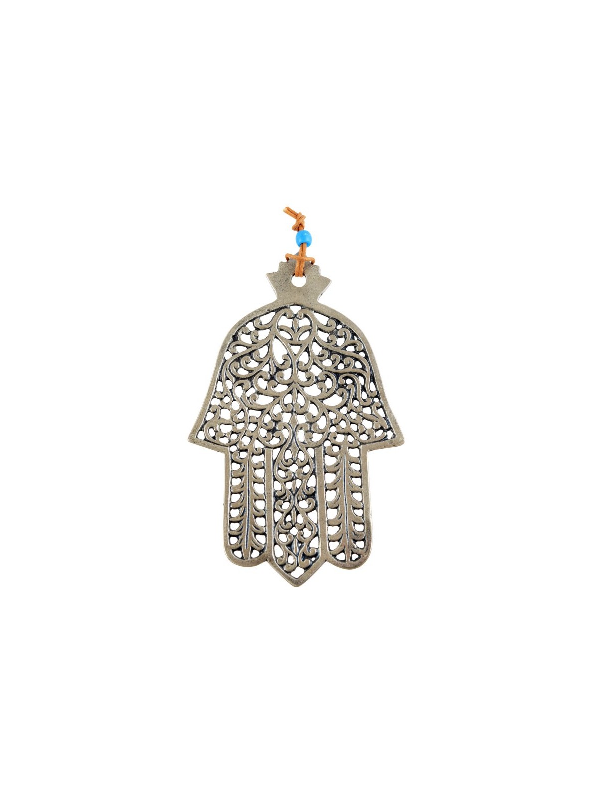 Hamsa Wall Decoration with Cutout Filigree Leaf Design | Metal Hamsa