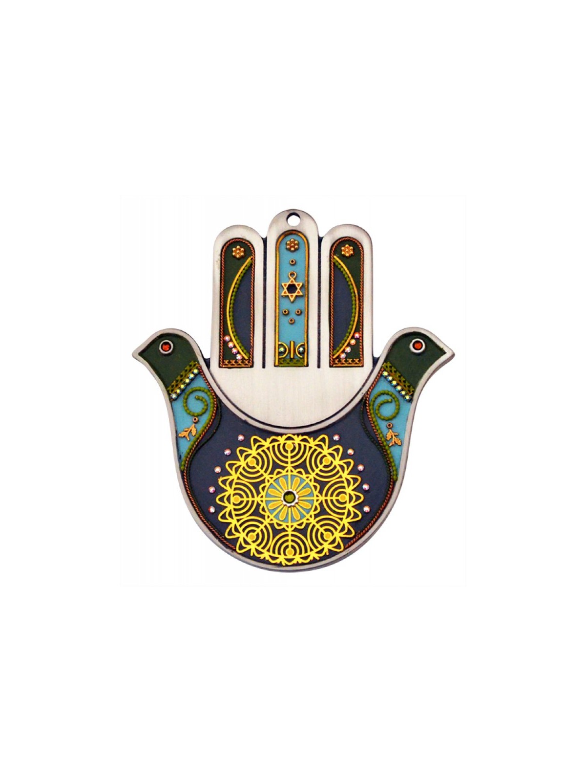 Menorah design Pewter Hamsa by Ester Shahaf | Metal Hamsa