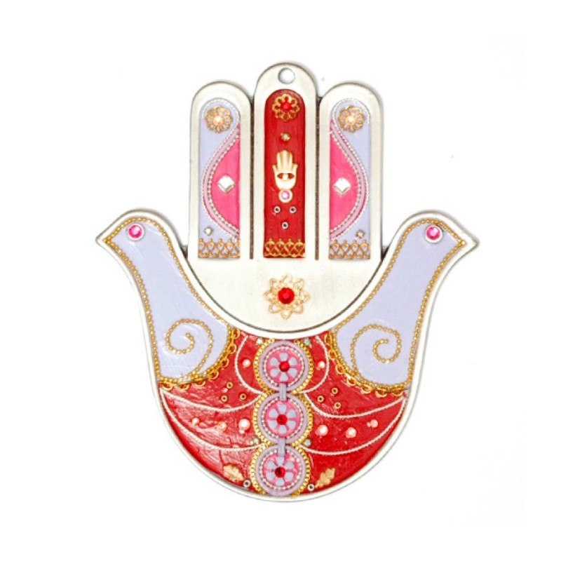 Red Wall Hamsa by Ester Shahaf | Metal Hamsa