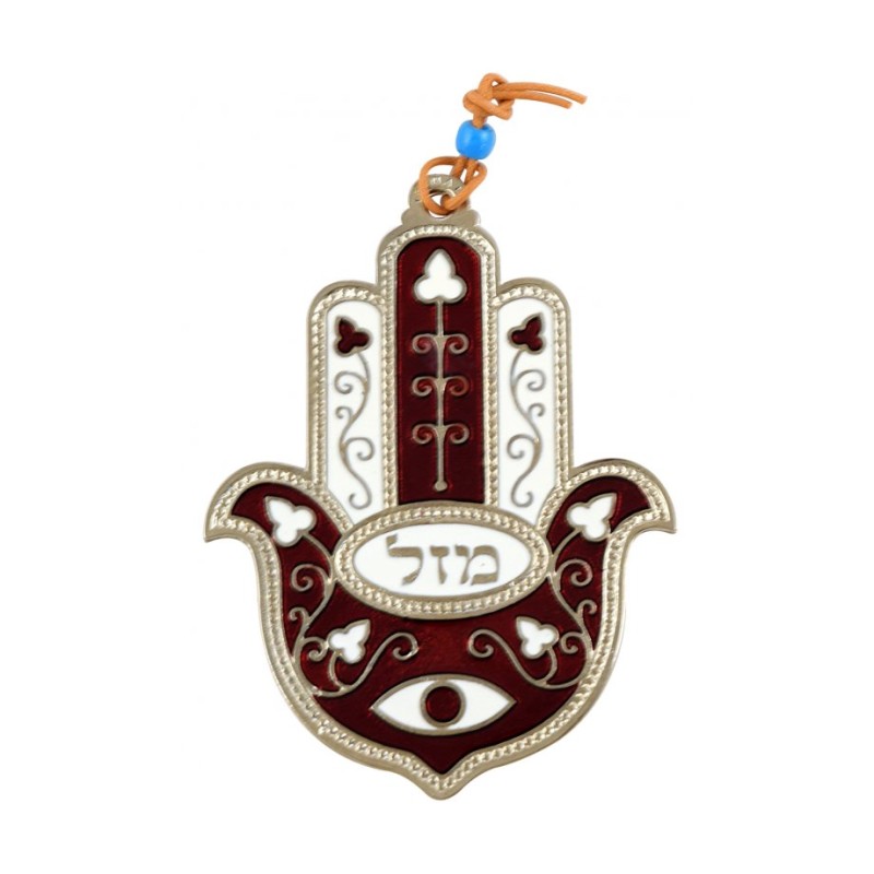 Hamsa Wall Decoration with Mazal Good Luck Eye and Fl... | Metal Hamsa