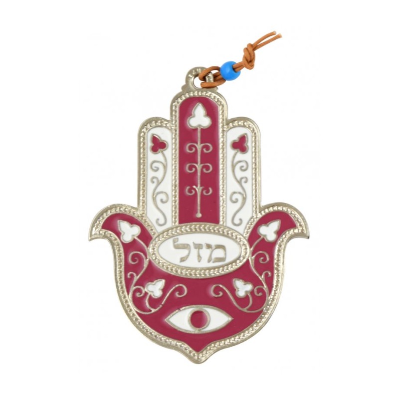 Hamsa Wall Decoration with Mazal Good Luck Eye and Fl... | Metal Hamsa