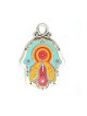 Orange Red and Light Blue Wall Hamsa Ester Shahaf | Metal Hamsa