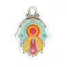 Orange Red and Light Blue Wall Hamsa Ester Shahaf | Metal Hamsa