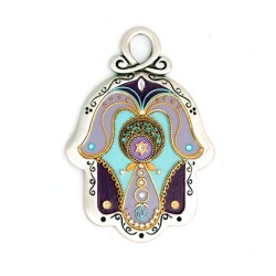 Shades of Purple Wall Hamsa by Ester Shahaf | Metal Hamsa