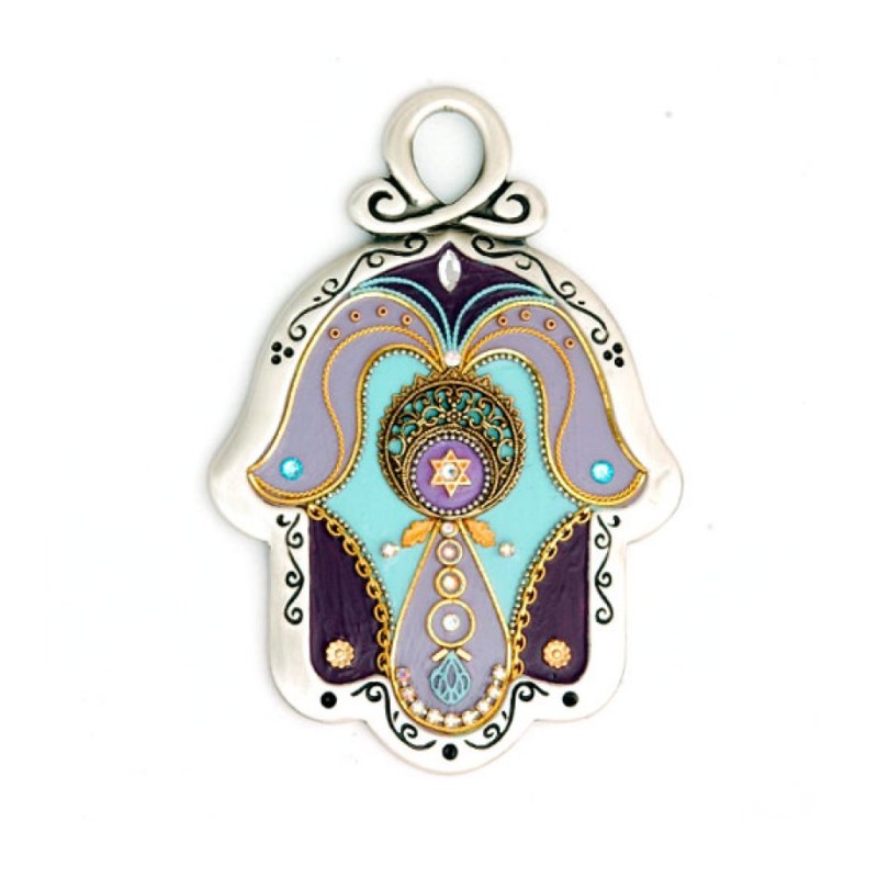 Shades of Purple Wall Hamsa by Ester Shahaf | Metal Hamsa