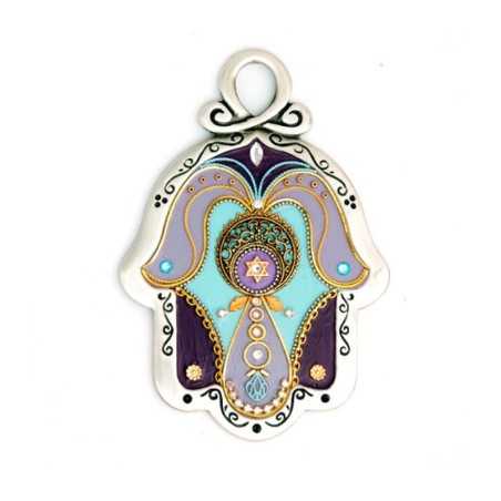 Shades of Purple Wall Hamsa by Ester Shahaf | Metal Hamsa