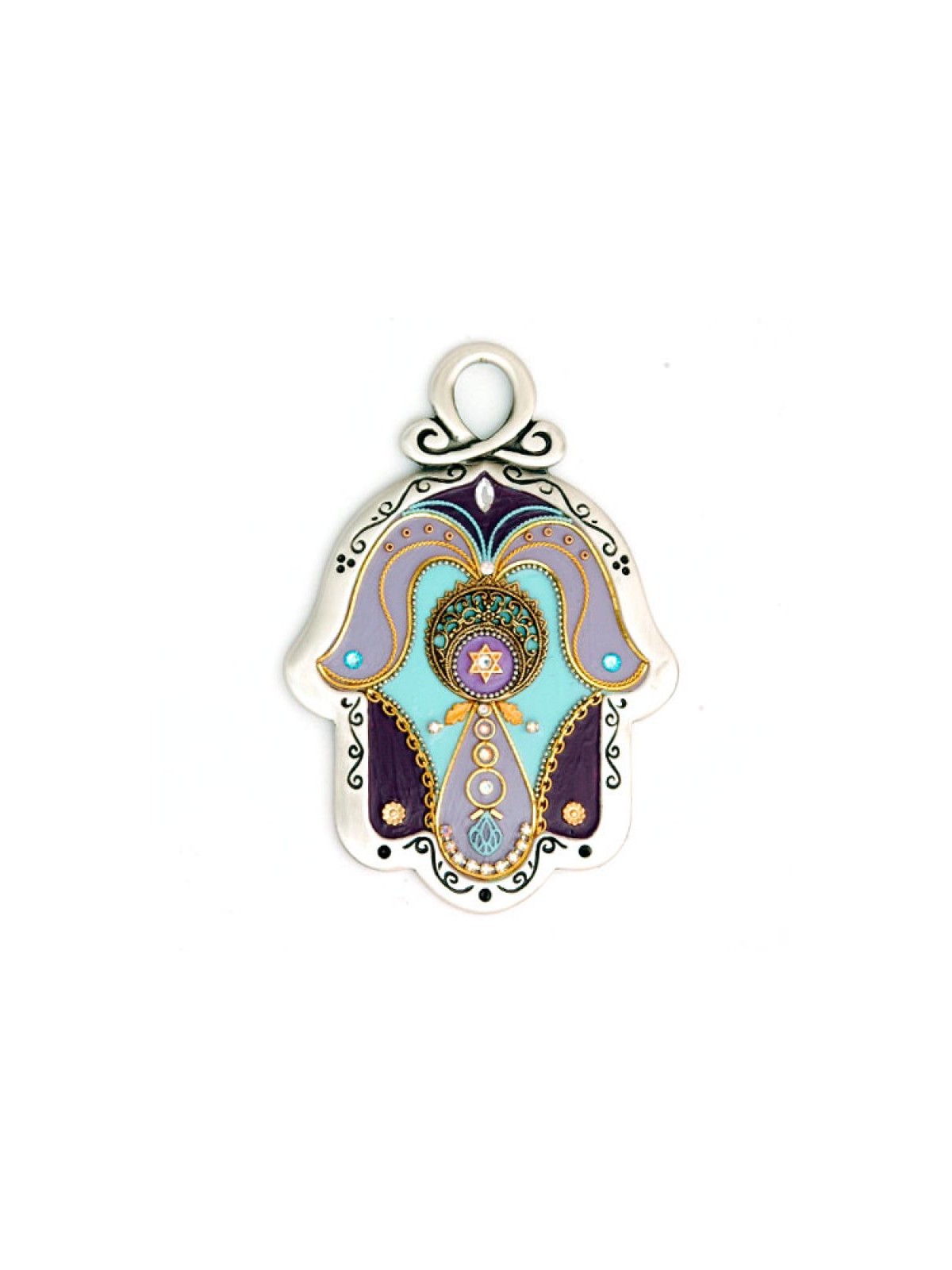 Shades of Purple Wall Hamsa by Ester Shahaf | Metal Hamsa