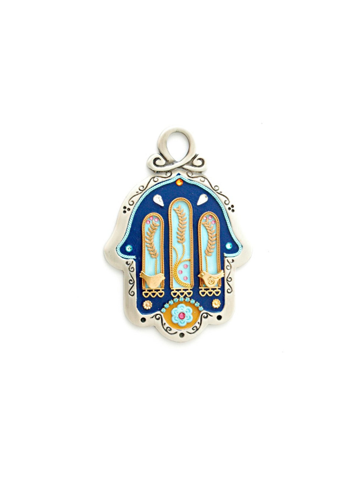 Pewter Wall Hamsa Wheat by Ester Shahaf | Metal Hamsa