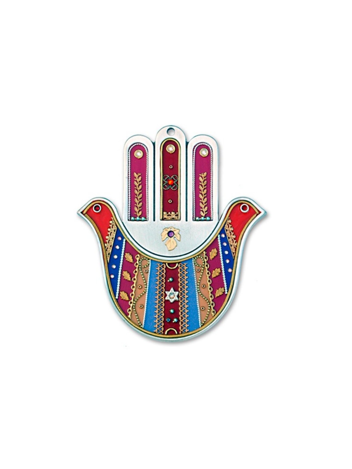 Red Wall Hamsa Hand by Esther Shahaf | Metal Hamsa