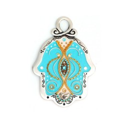 Baby Blue Pewter Wall Hamsa Ester Shahaf | Metal Hamsa