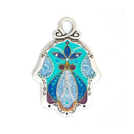 Shades of Blue Wall Hamsa by Ester Shahaf | Metal Hamsa