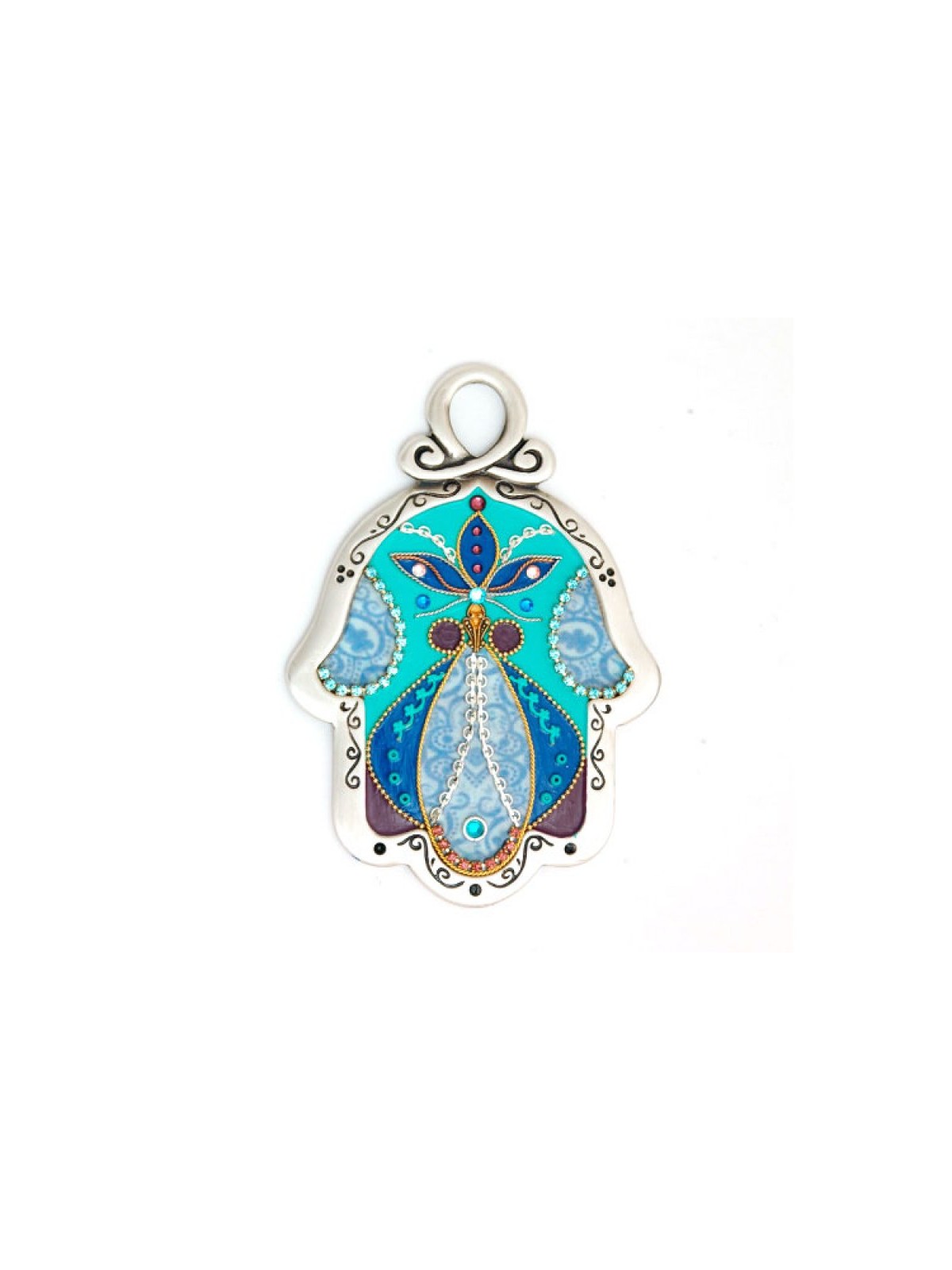Shades of Blue Wall Hamsa by Ester Shahaf | Metal Hamsa