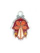 Red Flower Design Wall Hamsa by Ester Shahaf | Metal Hamsa