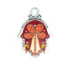 Red Flower Design Wall Hamsa by Ester Shahaf | Metal Hamsa