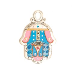 Pastel Shades Wall Hamsa by Ester Shahaf | Metal Hamsa