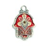 Red Cream Flower Design Wall Hamsa by Ester Shahaf | Metal Hamsa