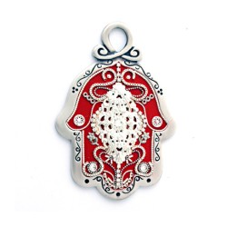 Oriental Red Wall Hamsa by Ester Shahaf | Metal Hamsa