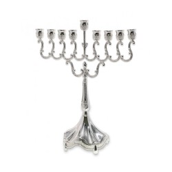 Classic Curved Chanukah Menorah for Candles Silv... | Hanukkah Menorah