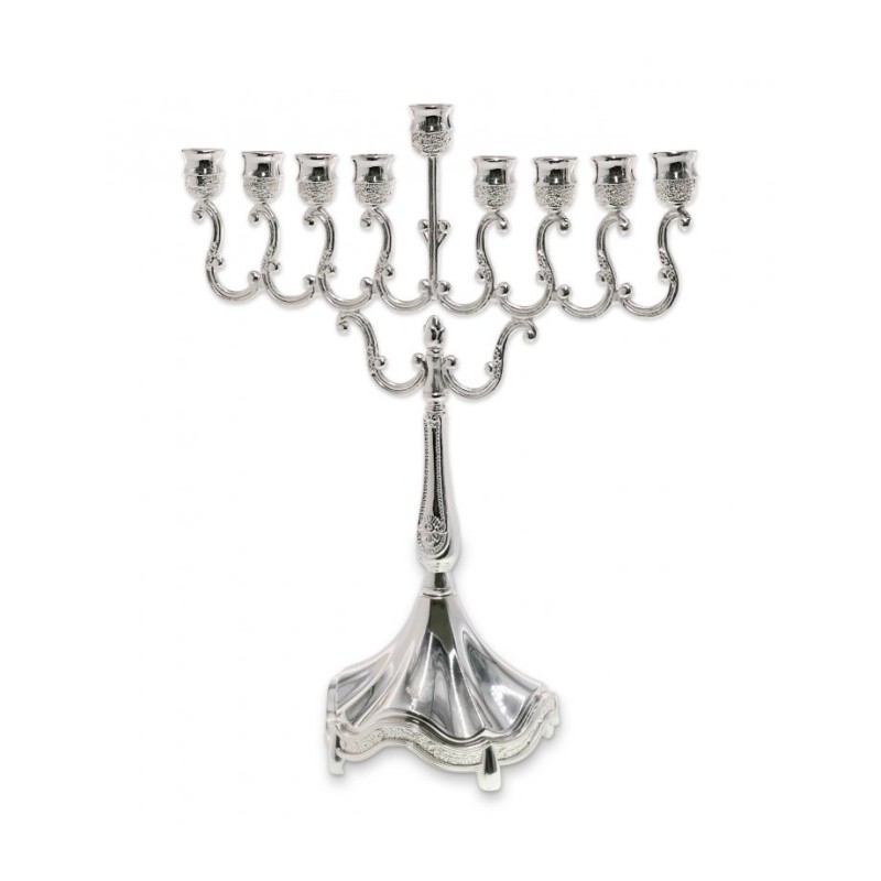 Classic Curved Chanukah Menorah for Candles Silv... | Hanukkah Menorah