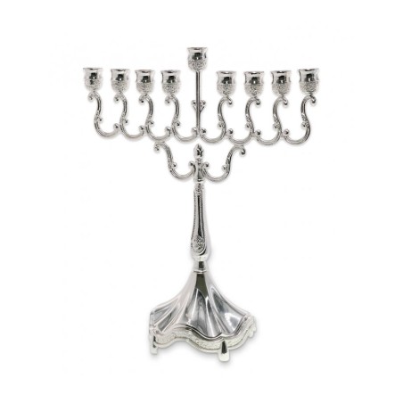 Classic Curved Chanukah Menorah for Candles Silv... | Hanukkah Menorah