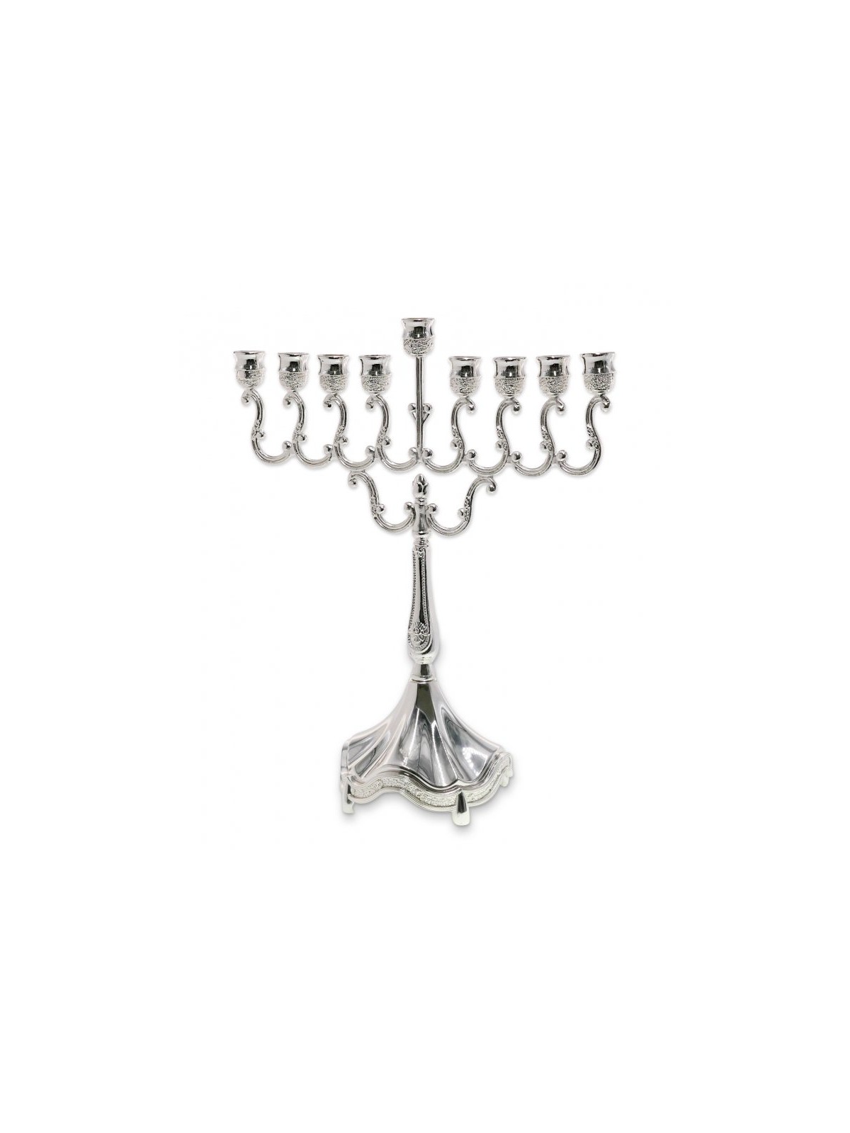 Classic Curved Chanukah Menorah for Candles Silv... | Hanukkah Menorah