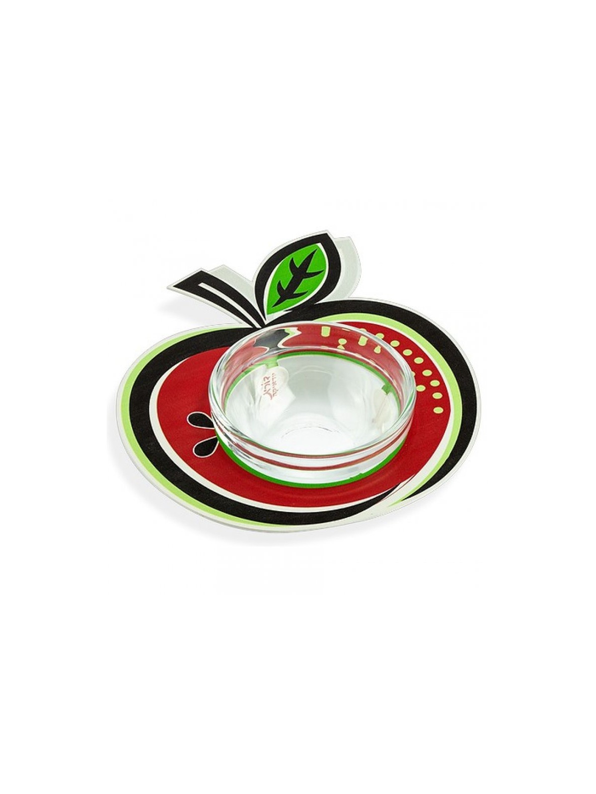 Dorit Judaica Apple Shaped Honey Dish Gla... | Jewish Gift from Israel