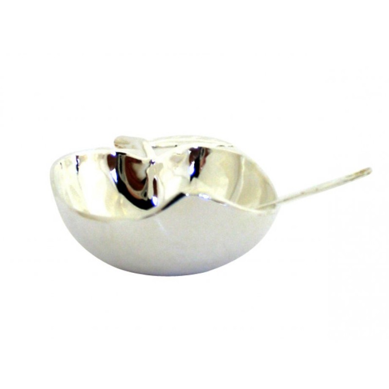 Gleaming Silver Honey Dish Open Apple Sha... | Jewish Gift from Israel