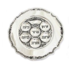 Plaque ronde de Pâque plaquée argent | Assiettes du Séder
