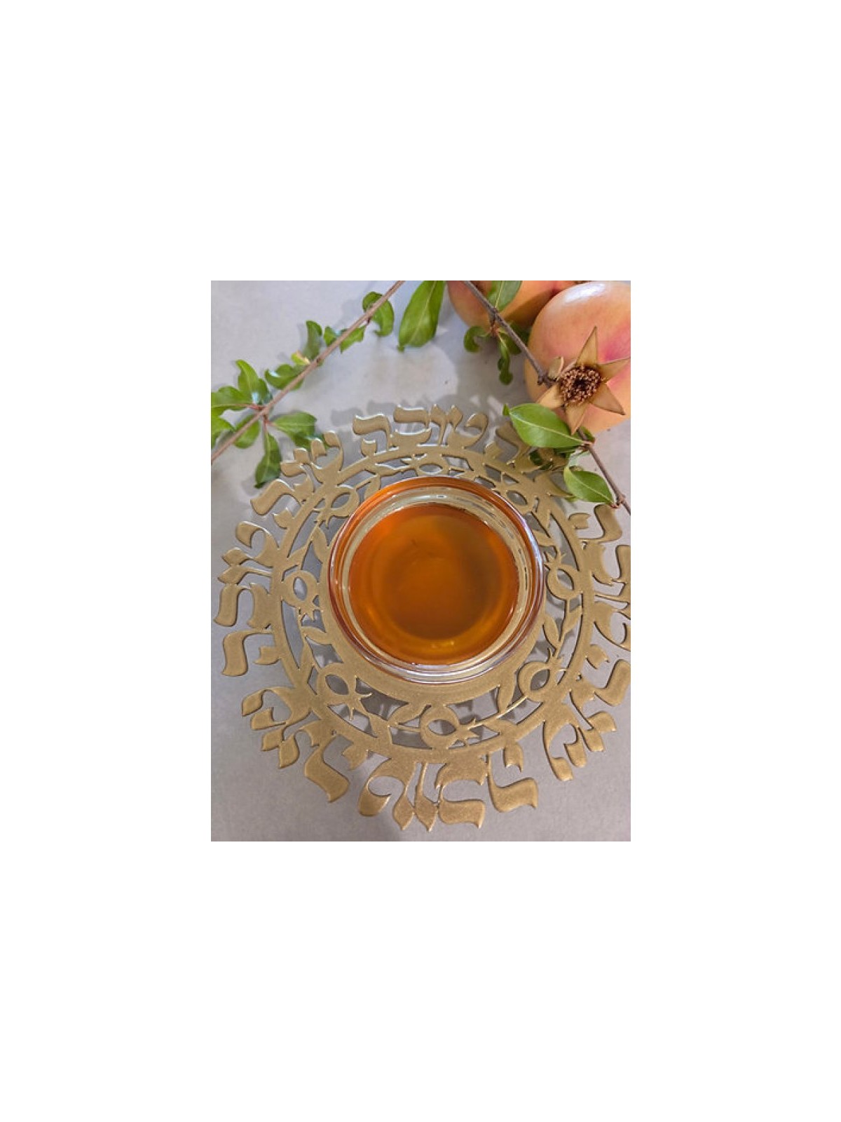 Dorit Judaica Laser Cut Gold Metal Honey ... | Jewish Gift from Israel