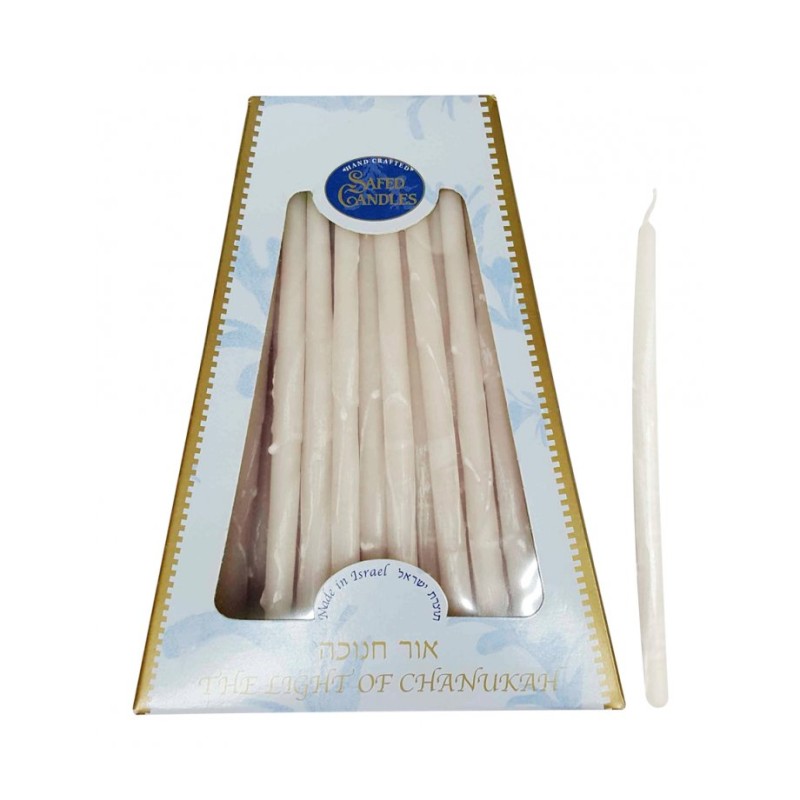 Bougies de Hanoukka sans gouttes faites à la main Blanc pur | Huile et bougies