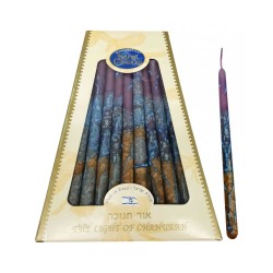 Bougies de Hanoukka sans gouttes faites à la main Or Violet et... | Huile et bougies