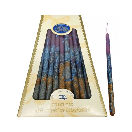 Handmade Dripless Hanukkah Candles Gold Purple and ... | Oil & Candles