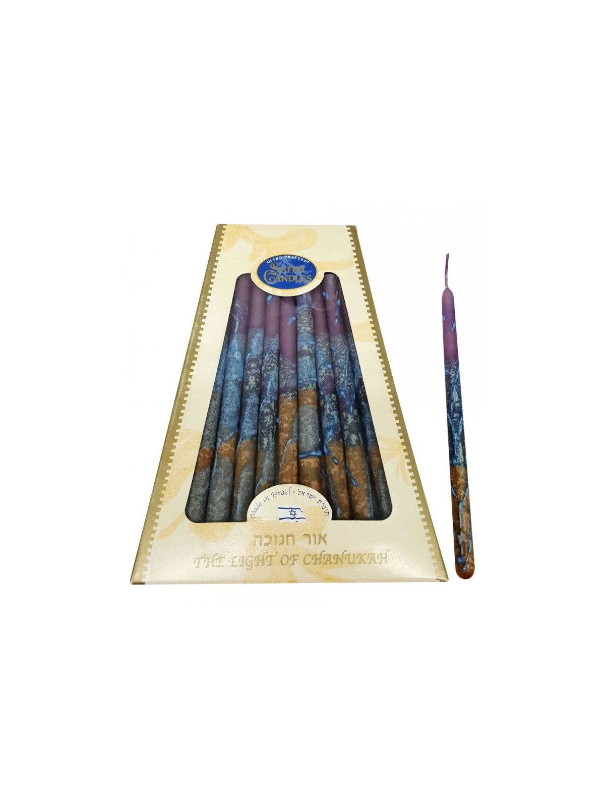 Handmade Dripless Hanukkah Candles Gold Purple and ... | Oil & Candles