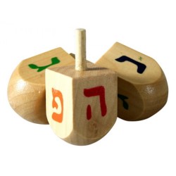Wood Hanukkah Dreidels with Colorful letters | Dreidels