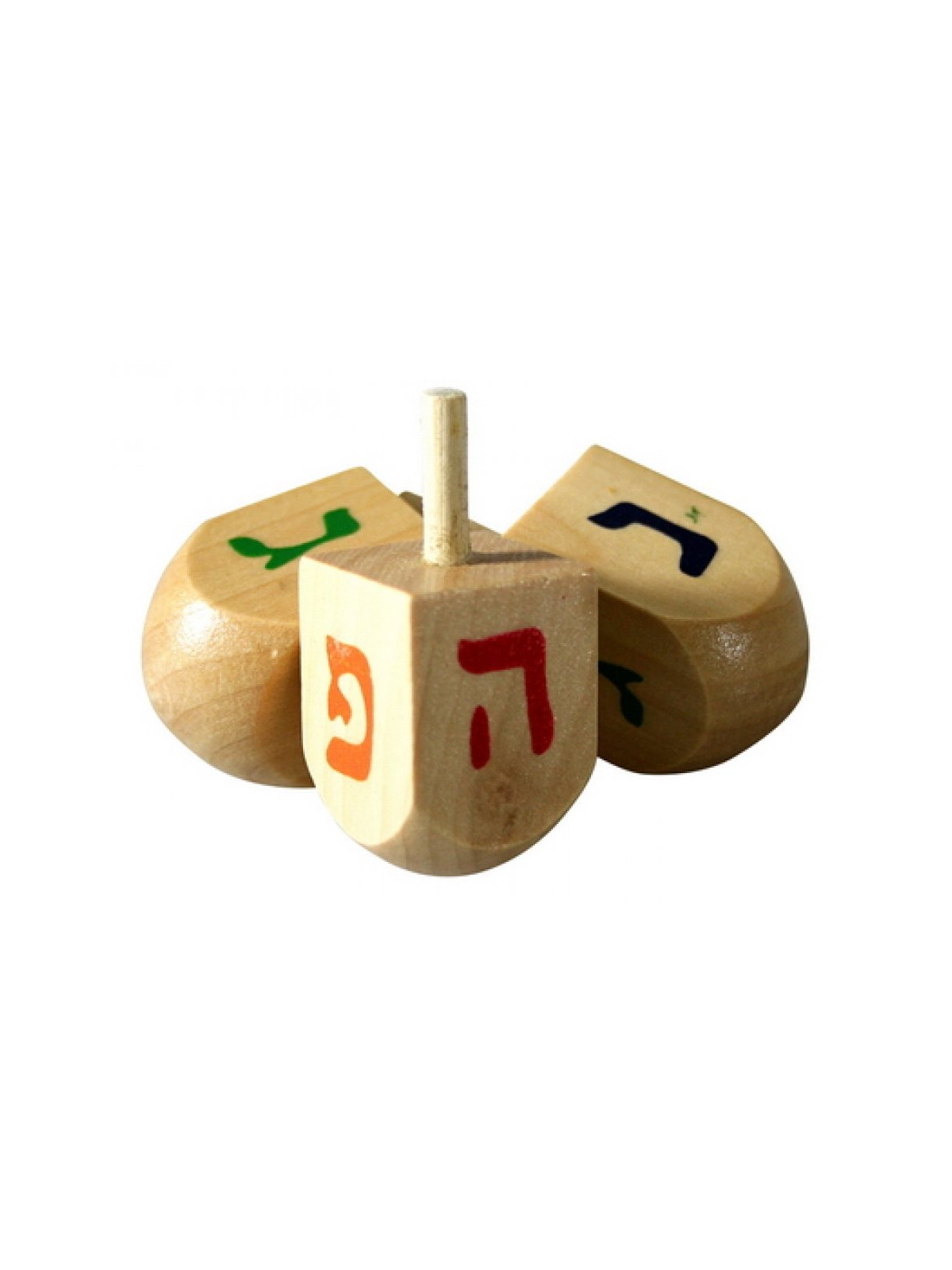 Wood Hanukkah Dreidels with Colorful letters | Dreidels