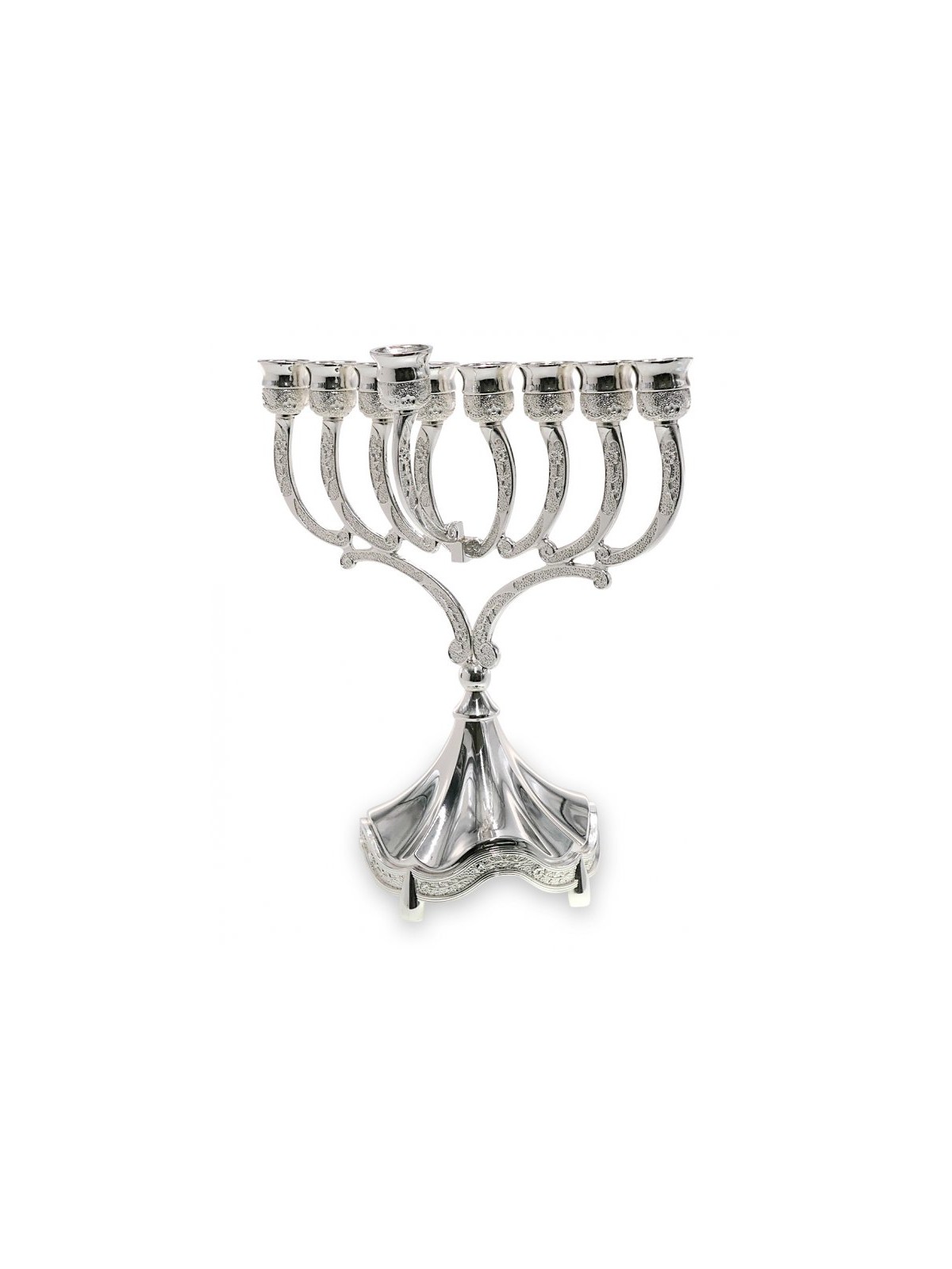 Nickel Plated Hanukkah Menorah Decorative Base a... | Hanukkah Menorah