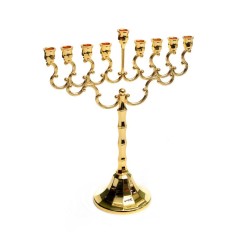 Gold Color Chanukah Menorah Swirls and Bell Shap... | Hanukkah Menorah