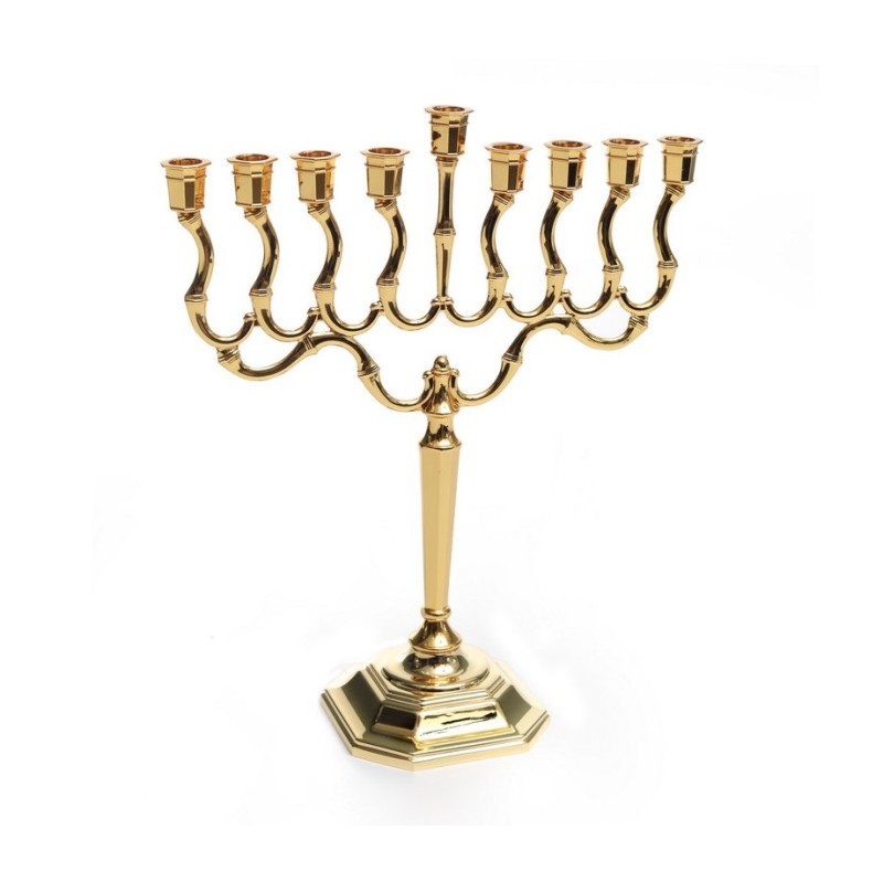 Medium Size Gold Color Contemporary Chanukah Men... | Hanukkah Menorah
