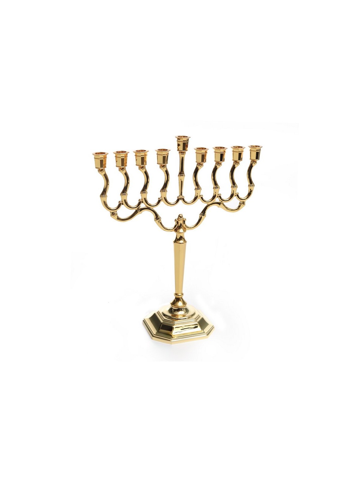 Medium Size Gold Color Contemporary Chanukah Men... | Hanukkah Menorah