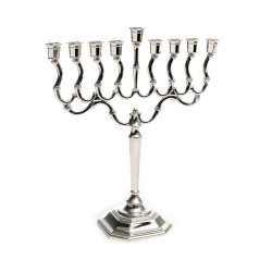 Medium Size Silver Plated Contemporary Chanukah ... | Hanukkah Menorah