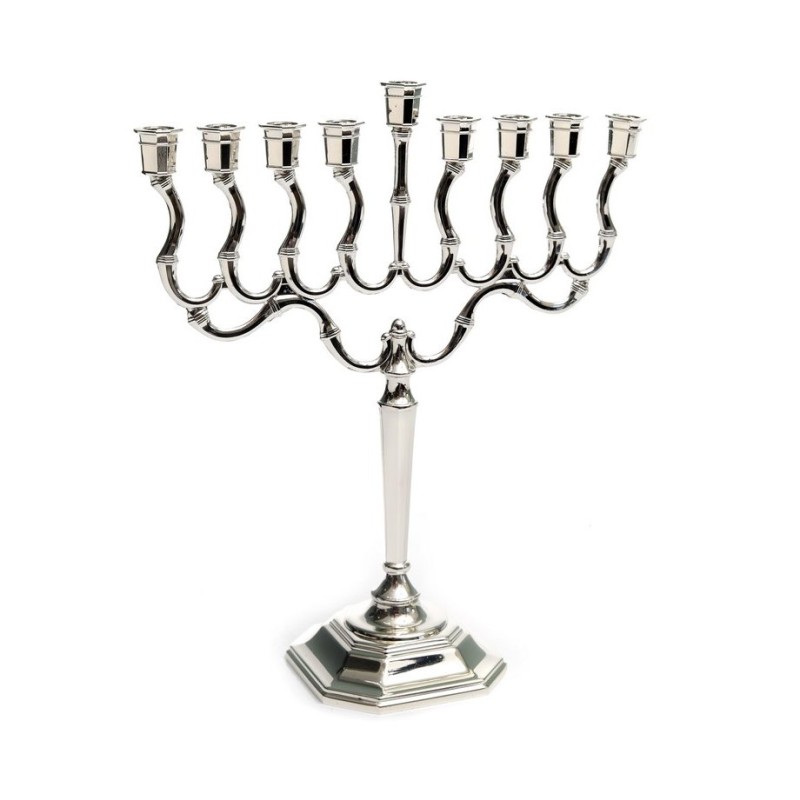 Medium Size Silver Plated Contemporary Chanukah ... | Hanukkah Menorah