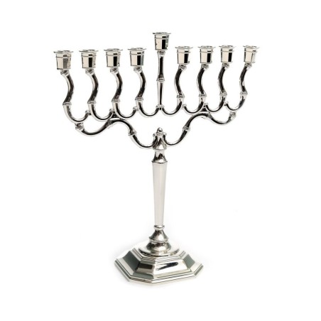 Medium Size Silver Plated Contemporary Chanukah ... | Hanukkah Menorah