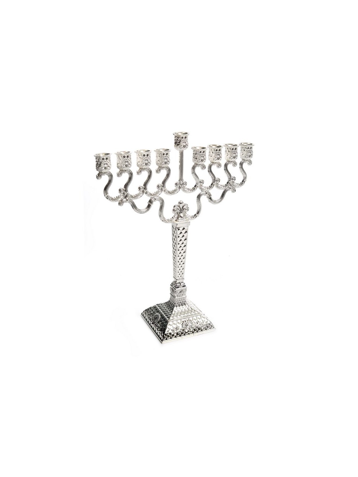 Medium Size Silver Plated Diamond Design Chanuka... | Hanukkah Menorah