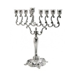 Silver Plated Chanukah Menorah Classic Scroll De... | Hanukkah Menorah