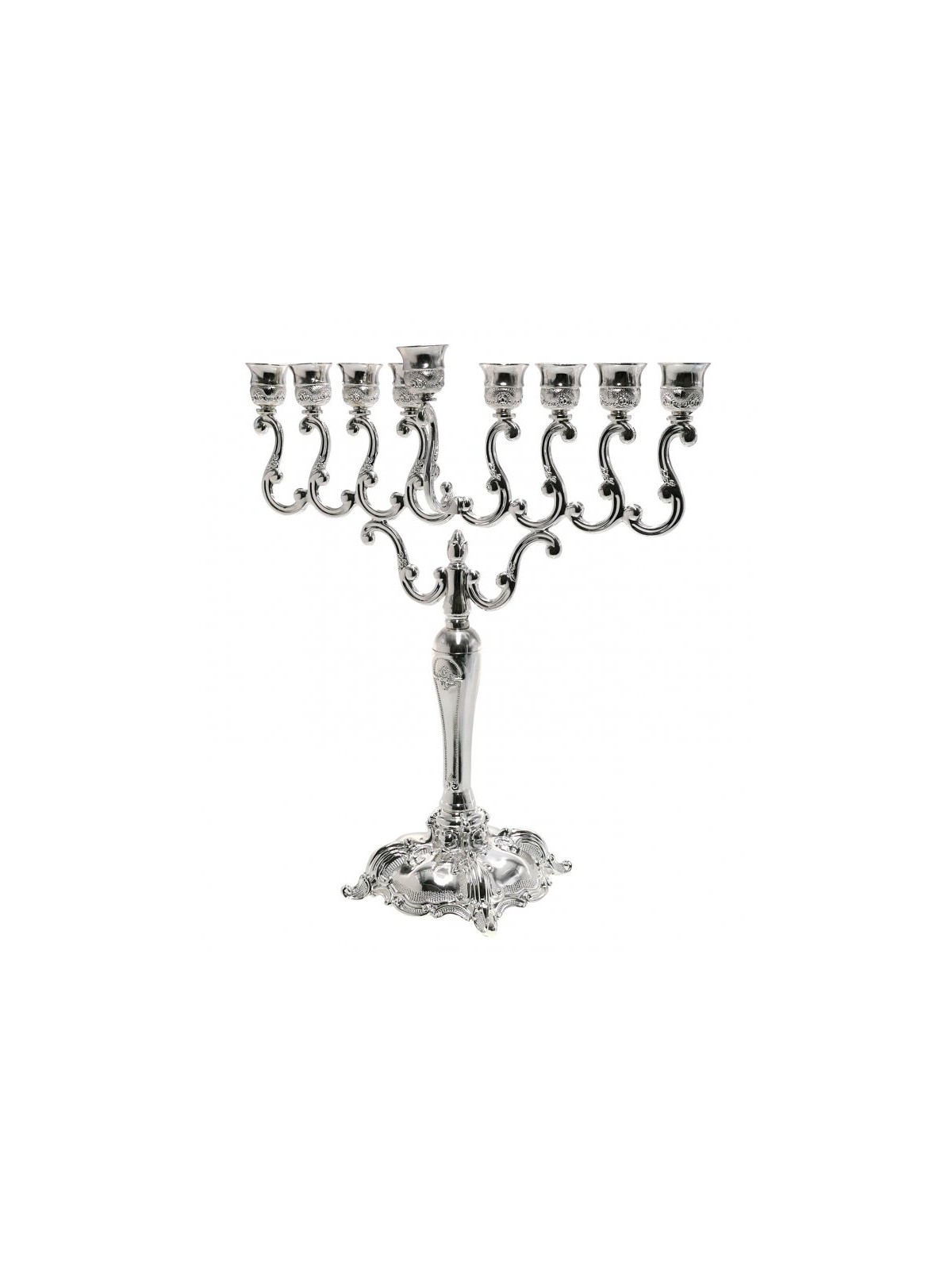 Silver Plated Chanukah Menorah Classic Scroll De... | Hanukkah Menorah