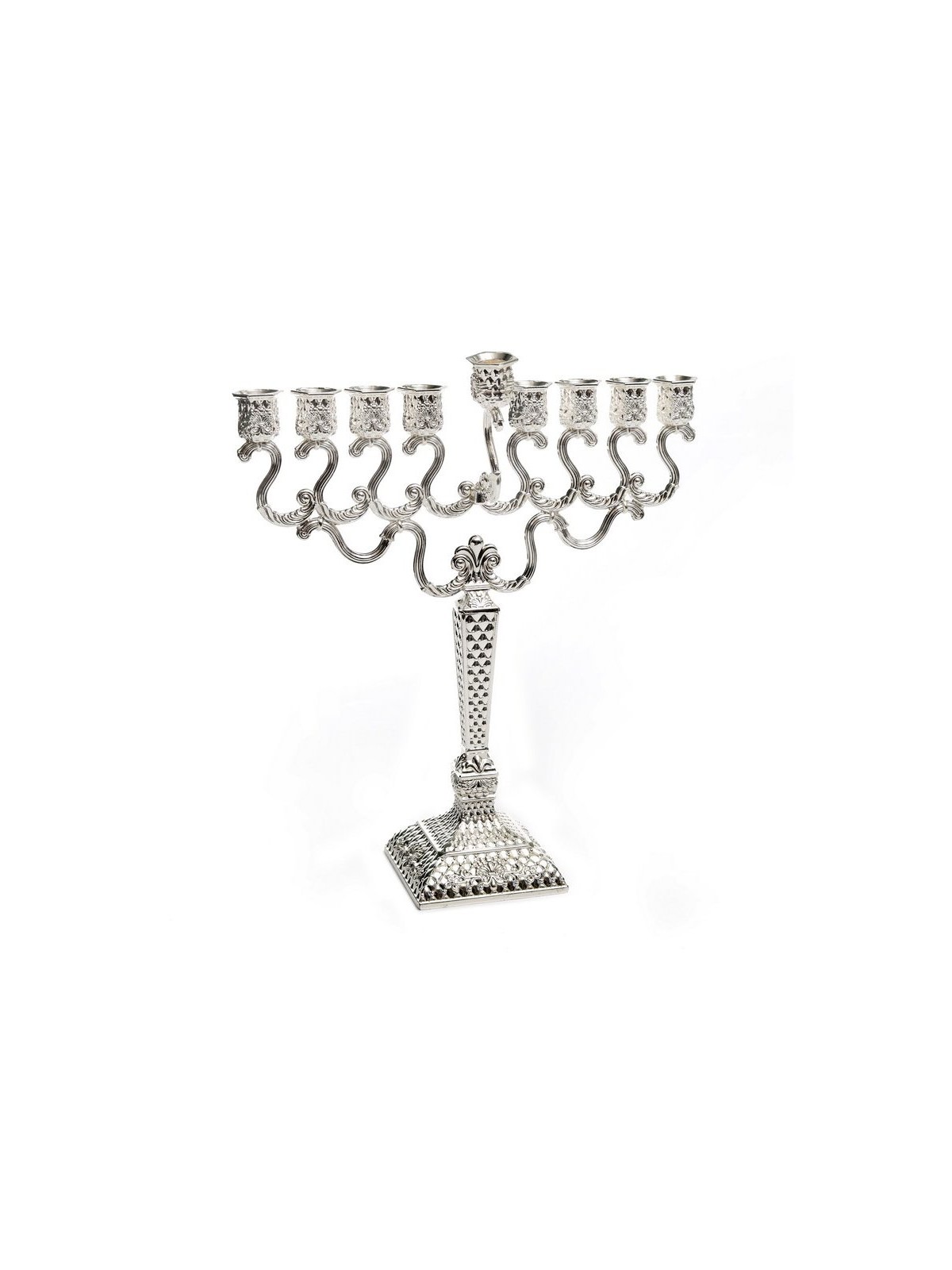 Silver Plated Diamond Design Chanukah Menorah wi... | Hanukkah Menorah