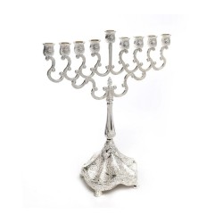 Silver Plated Chanukah Menorah Swirls and Ornate... | Hanukkah Menorah
