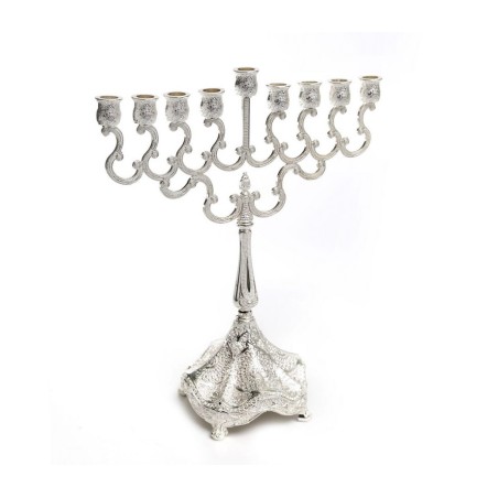 Silver Plated Chanukah Menorah Swirls and Ornate... | Hanukkah Menorah